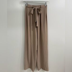 Zara Tan Wide-Leg Pants with High-Waist Design
